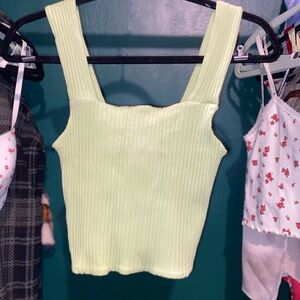Lime Ribbed Sleeveless Top